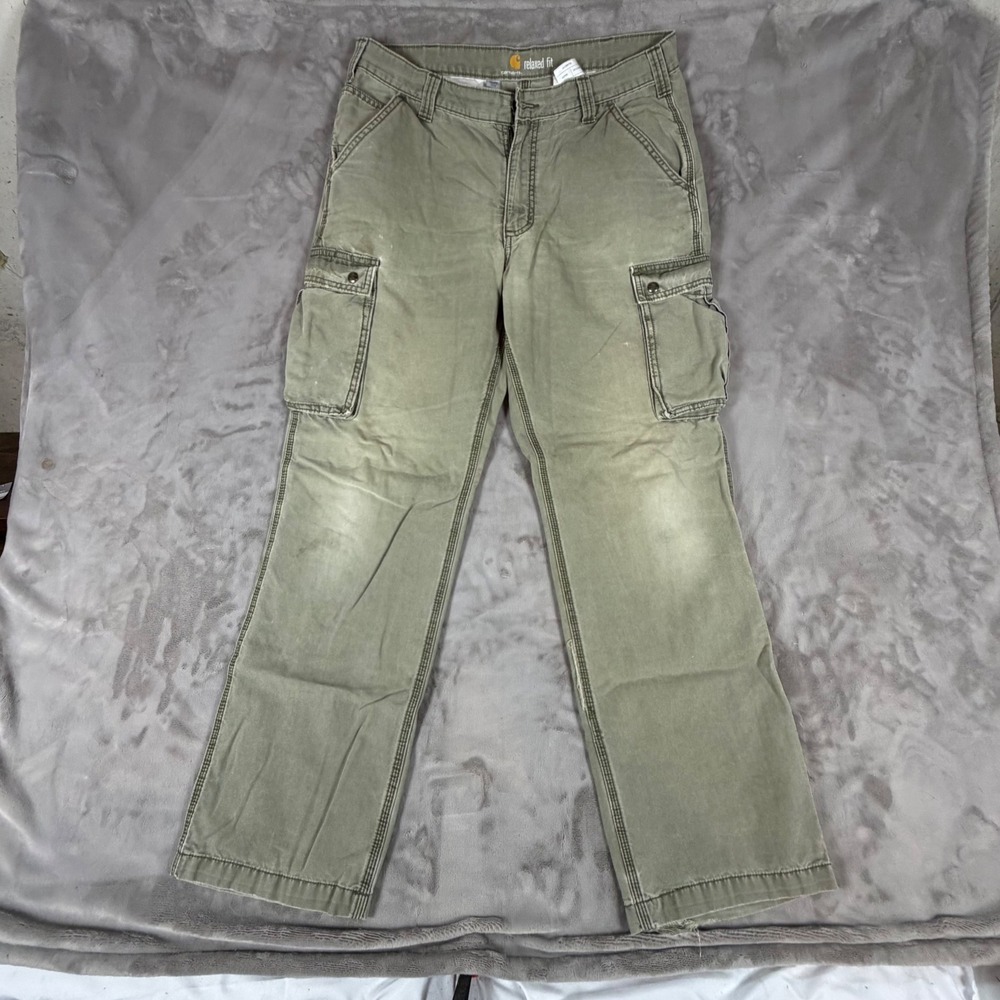 Carhartt Relaxed Fit Cargo Pants Mens 36x34 Green Canvas Vintage 100272 301